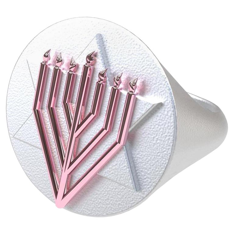 For Sale:  14 Karat Pink and Sterling Silver Judaica Art Signet Ring