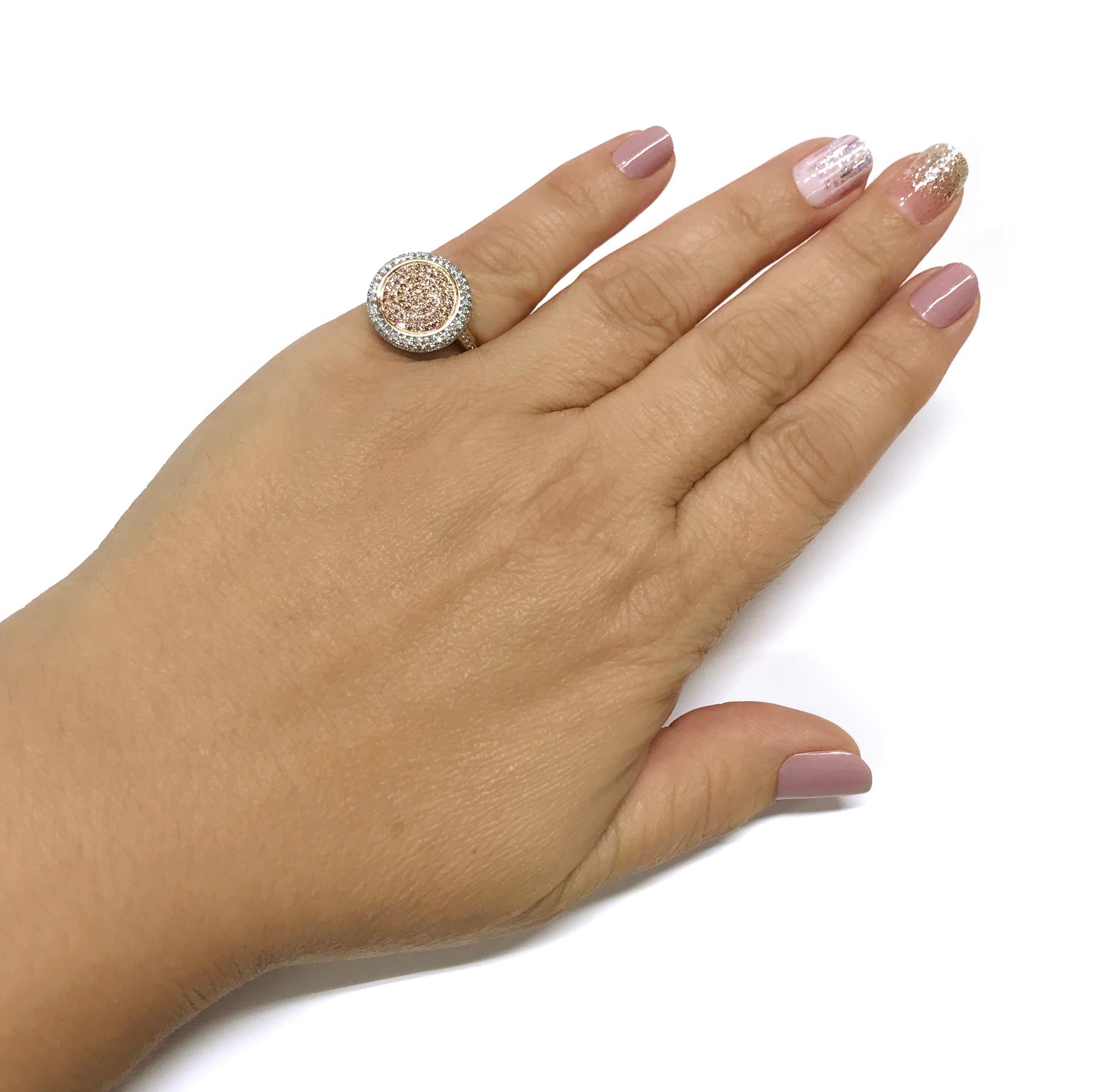 14 Karat Pink Diamond Pavé Ring 1