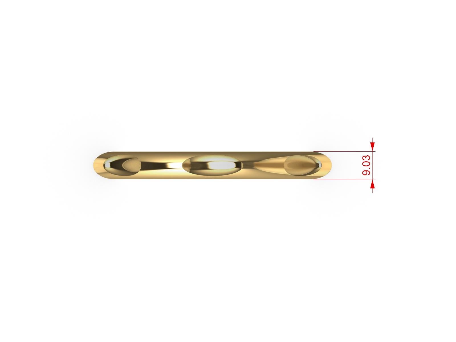 Contemporary 14 Karat Yellow Gold 9 mm 7 Ovals Bangle Bracelet For Sale
