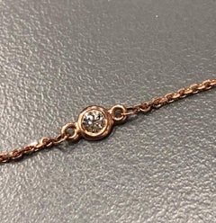 14 Karat Pink Gold and Fancy Colored Diamond Station Bezel Necklace