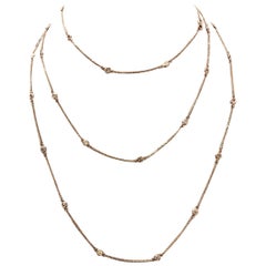 14 Karat Pink Gold and Fancy Colored Diamond Station Bezel Necklace