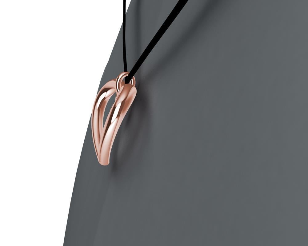 14 Karat Pink Gold Tapered Open Heart  necklace with 3 mm Diamond, 17mm wide x 23 mm high, K.I.S.S. , Keep it simple silly ? sexy? How about, keep her heart open with this pink gold heart. No pun intended. This heart is 14k pink gold high polish