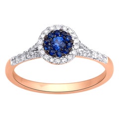 14 Karat Pink Gold, Blue Sapphire and Diamond Ring