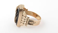 14 Karat Pink Gold Carved Brown Carnelian Cameo Ring
