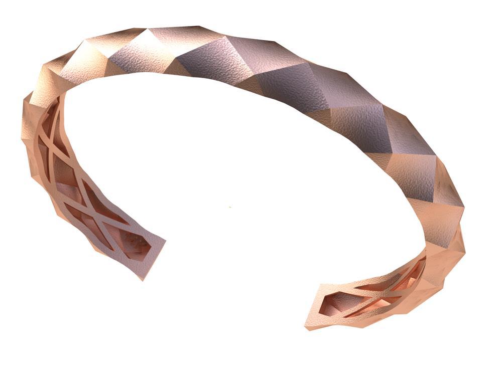 14 Karat Pink Gold Concave Rhombus Unisex Cuff Bracelet For Sale 2