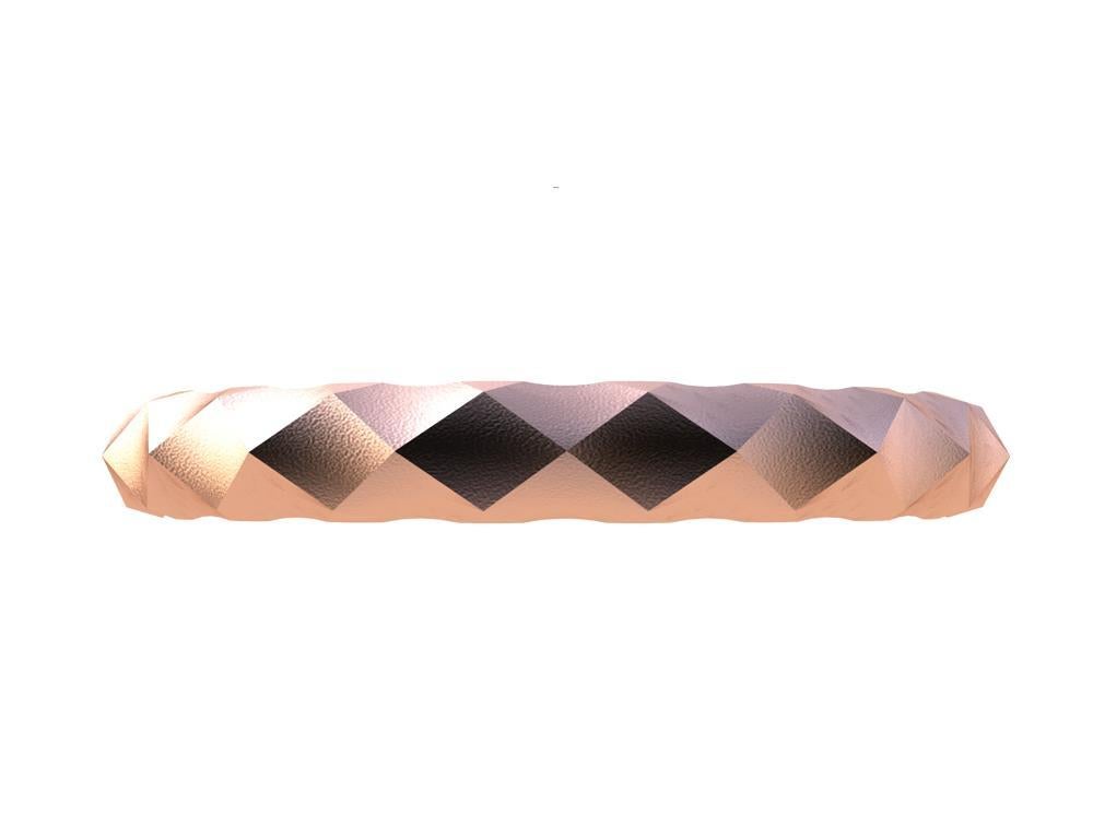 Bracelet manchette unisexe en or rose 14 carats avec losanges concaves en vente 4