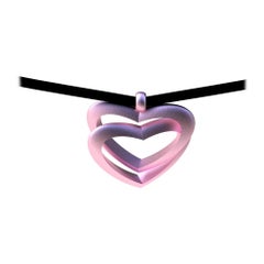 Collier pendentif à double cœur ouvert en or rose 14 carats 