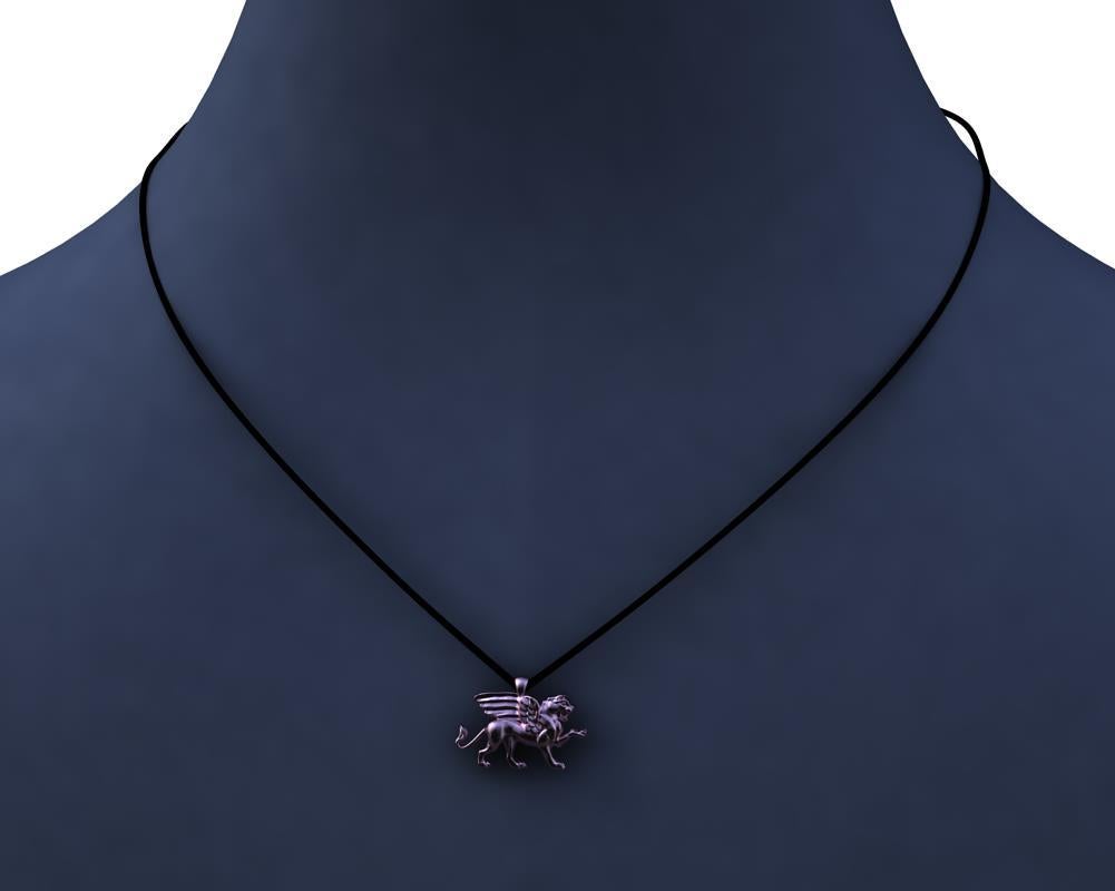 14 Karat Pink Gold Griffin Pendant Necklace for Women In New Condition For Sale In New York, NY
