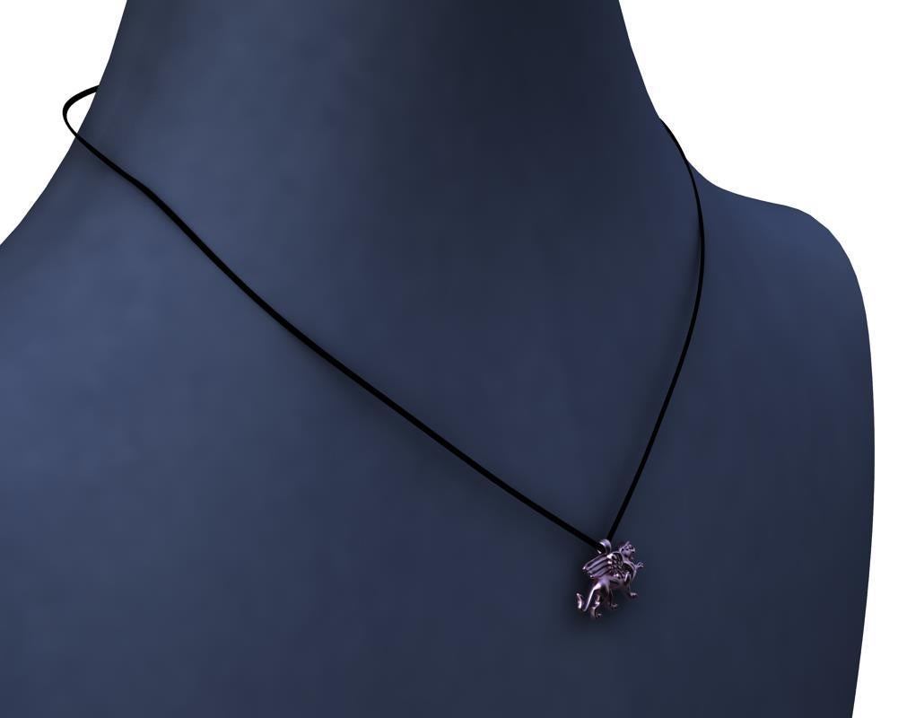 Collier pendentif griffon en or rose 14 carats pour femmes en vente 2