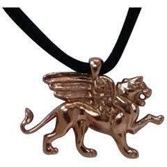 14 Karat Pink Gold Griffin Pendant Necklace for Women