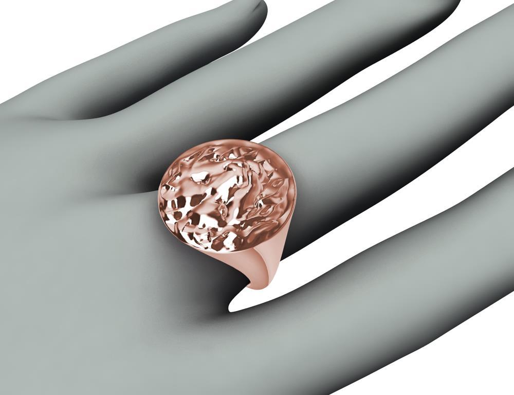 For Sale:  14 Karat Pink Gold Leo Lion Head Signet Ring 3