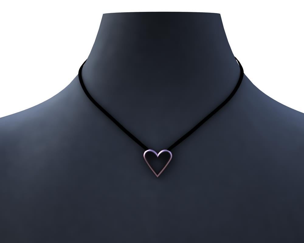 14 Karat Pink Gold Open Heart Necklace 
on Suede , K.I.S.S.- 