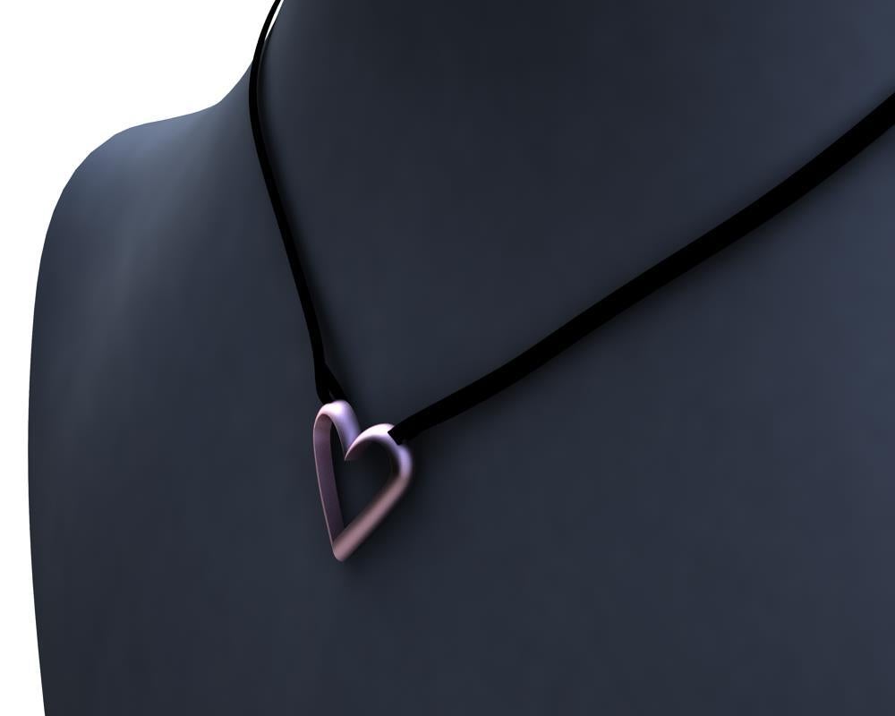 Contemporary 14 Karat Pink Gold Open Heart Pendant Necklaces  For Sale