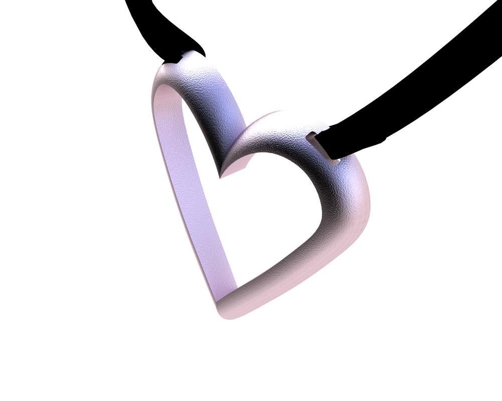 Women's or Men's 14 Karat Pink Gold Open Heart Pendant Necklaces  For Sale
