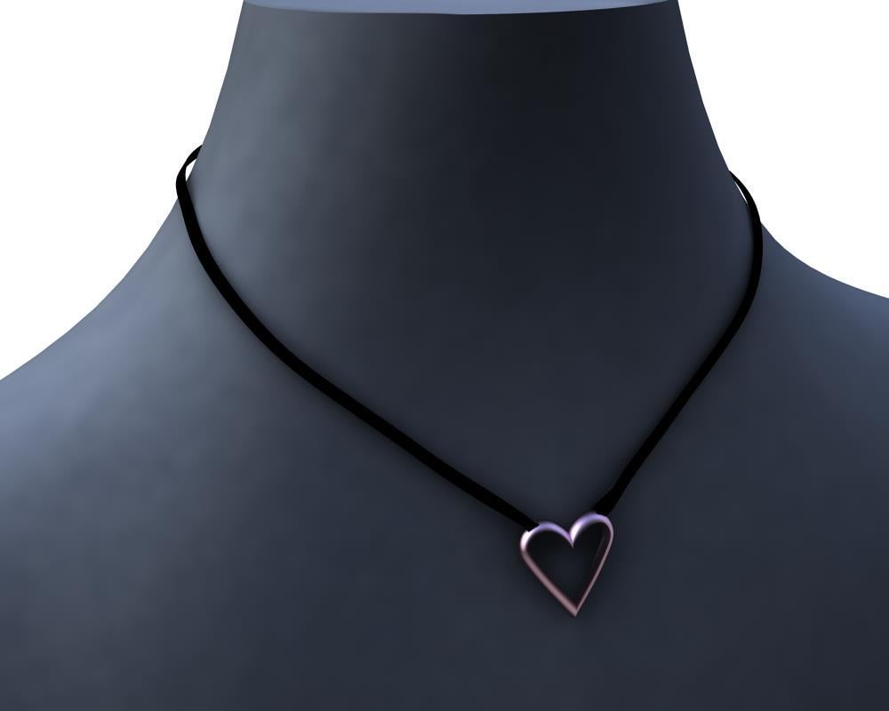 14 Karat Pink Gold Open Heart Pendant Necklaces  For Sale 1