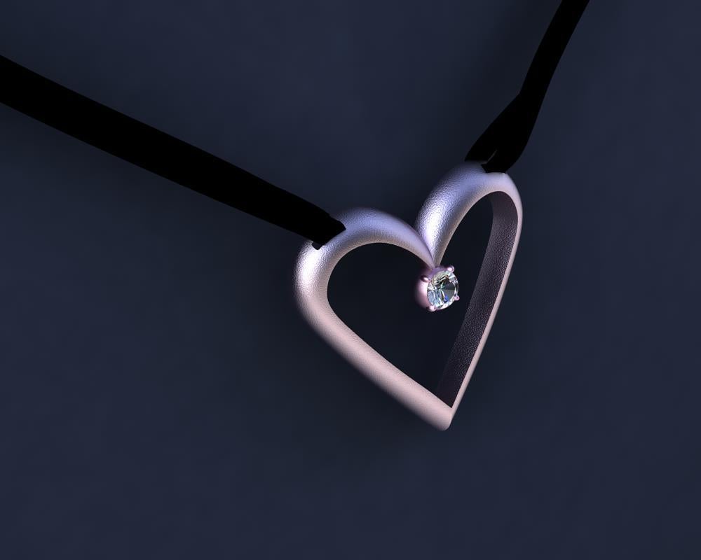 coeur ouvert en or rose 14 carats  collier sur daim plat Ultra, 22 mm de large x 21,50 mm de haut. K.I.S.S.- 