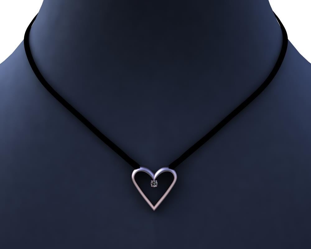 14 Karat Pink Gold Open Heart with GIA Diamond Pendant Necklace In New Condition For Sale In New York, NY