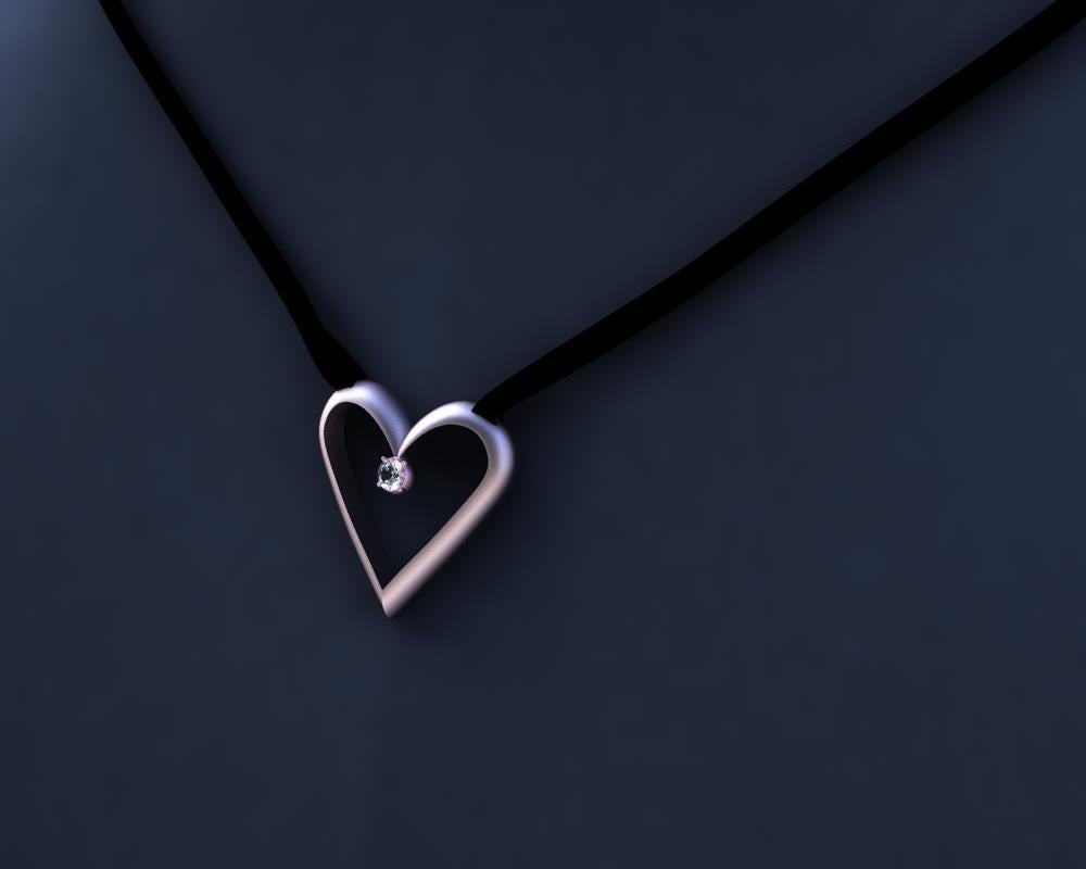 Collier pendentif en or rose 14 carats avec cœur ouvert et diamants certifiés GIA Pour femmes en vente