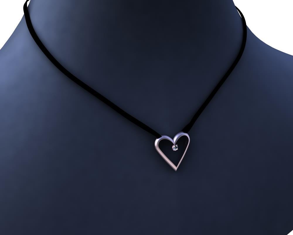 Collier pendentif en or rose 14 carats avec cœur ouvert et diamants certifiés GIA en vente 2