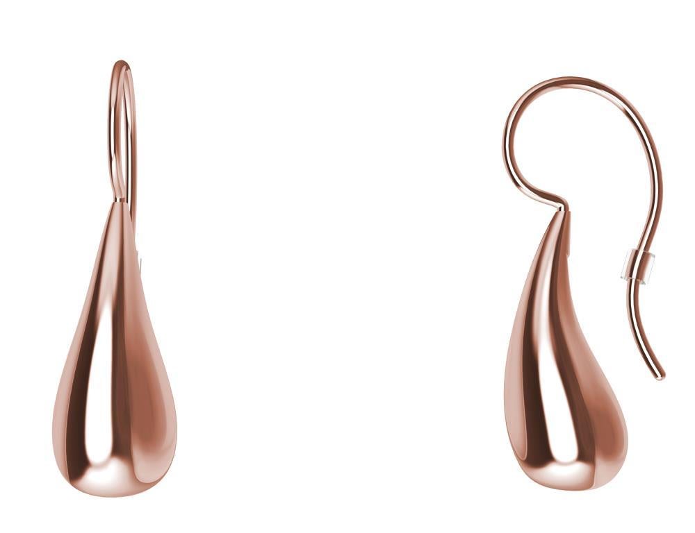14 Karat Pink Gold Petite Teardrop Drop Earrings, Simplicity in a complex world.  Designing for Tiffany & Co. helped me boil design down to the essence of a shape. These petite teardrops are hollow and 3d printed individually, no molds are used
