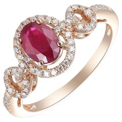 14 Karat Pink Gold, Ruby, and Diamond Fashion Ring