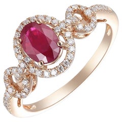 14 Karat Roségold, Rubin und Diamant-Mode-Ring