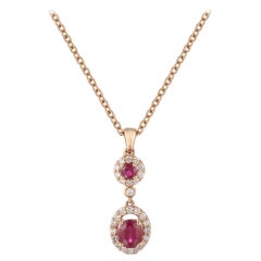 14 Karat Pink Gold, Ruby and Diamond Pendant