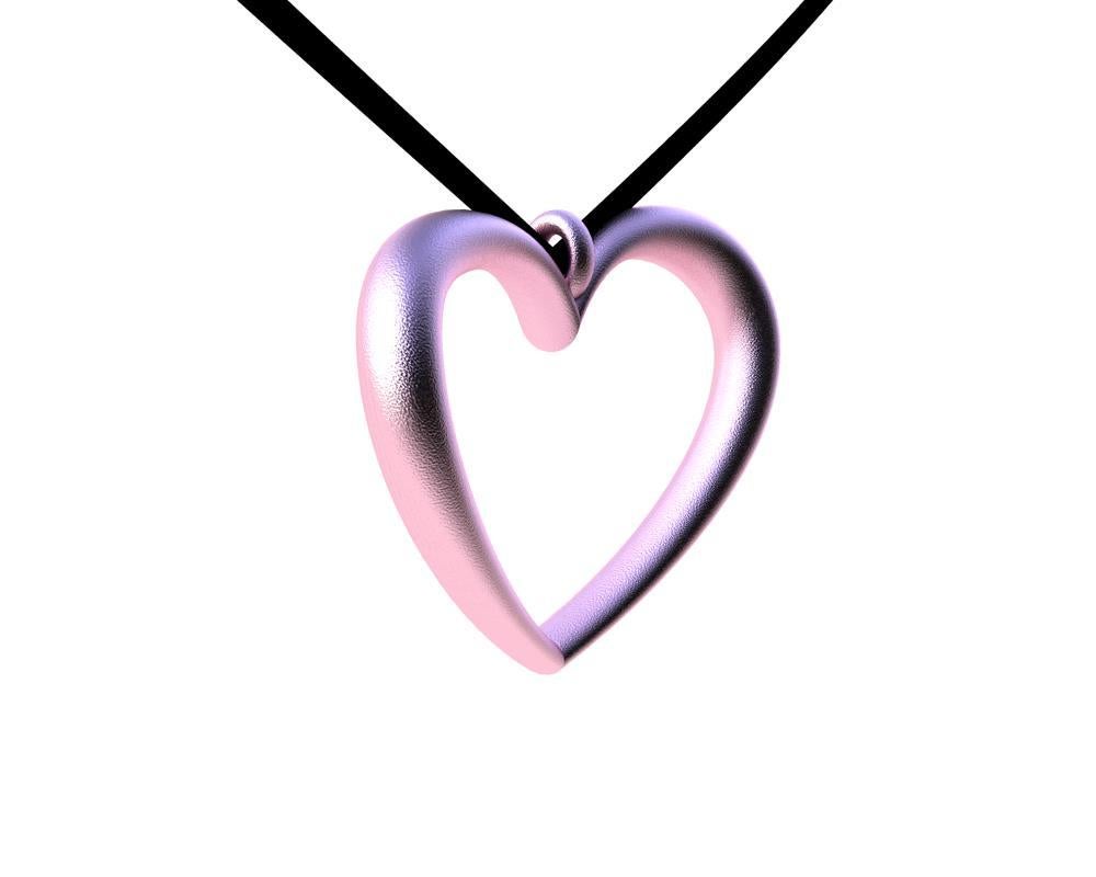 Contemporary 14 Karat Pink Gold Tapered Open Heart For Sale