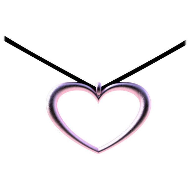 14 Karat Pink Gold Tapered Open Heart For Sale