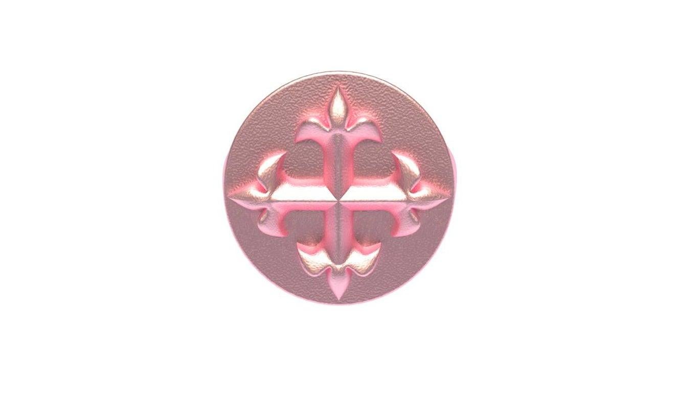 For Sale:  14 Karat Pink Gold West 46 Fleur De Lis Cross Signet Ring 3