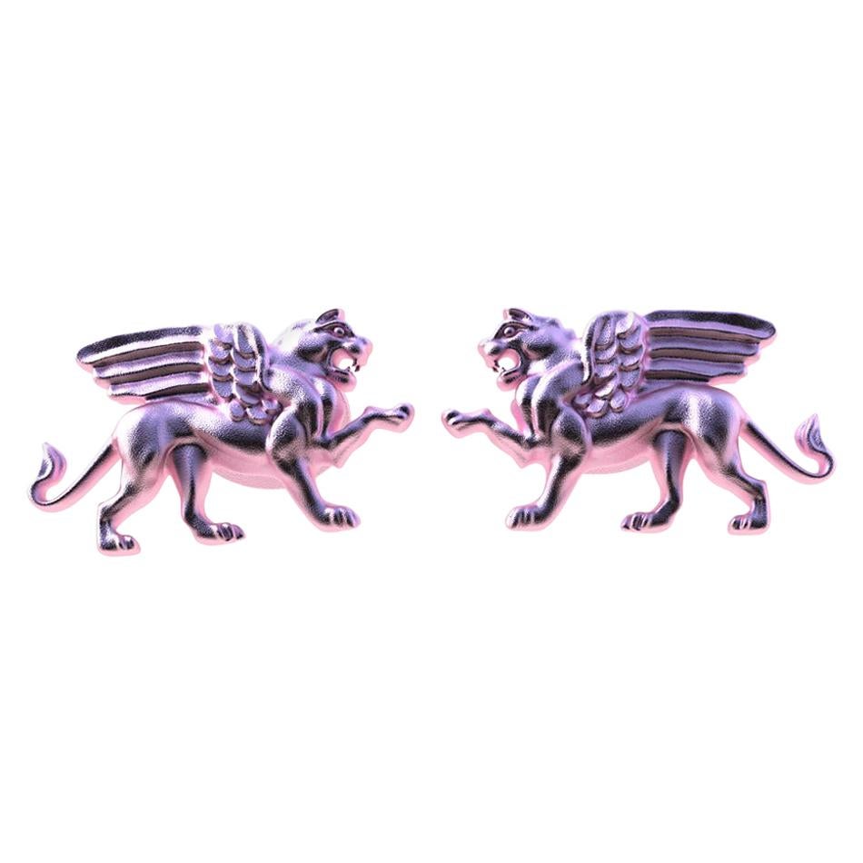 Boutons de manchette griffons ailés en or rose 18 carats