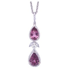 14 Karat Pink Tourmaline Necklace with Diamonds