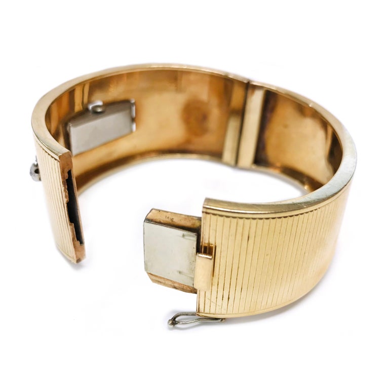 Yellow Gold Platinum Diamond Bracelet Watch For Sale at 1stDibs