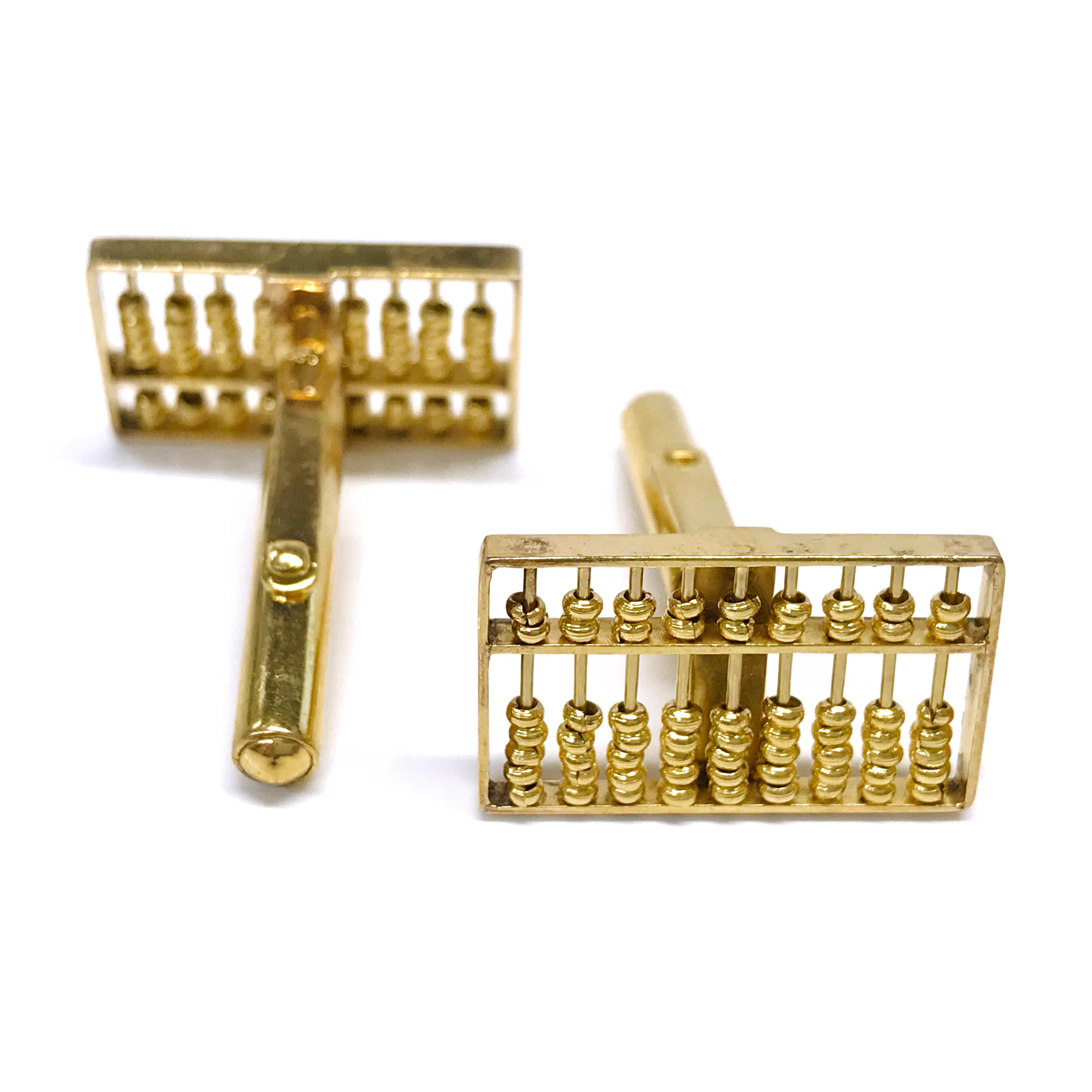 【大注目】 【送料無料】メンズアクセサリ― アールデコカフスボタングラムrare, art deco, chinese 14 ct gold abacus cufflinks, 663 grams カフス