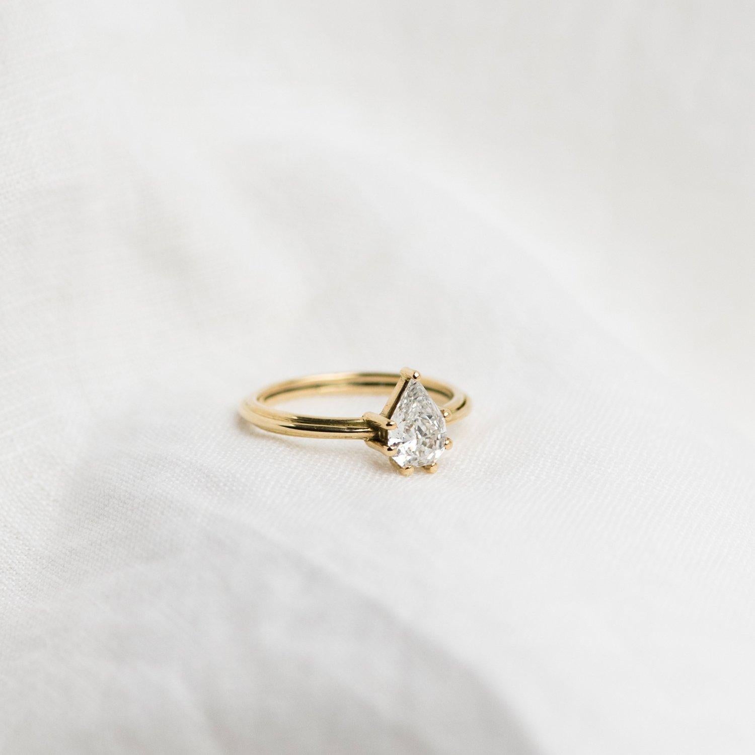 Women's or Men's 14 Karat Recycled Yellow Gold Empress Cut Diamond Triple Band Ring  For Sale