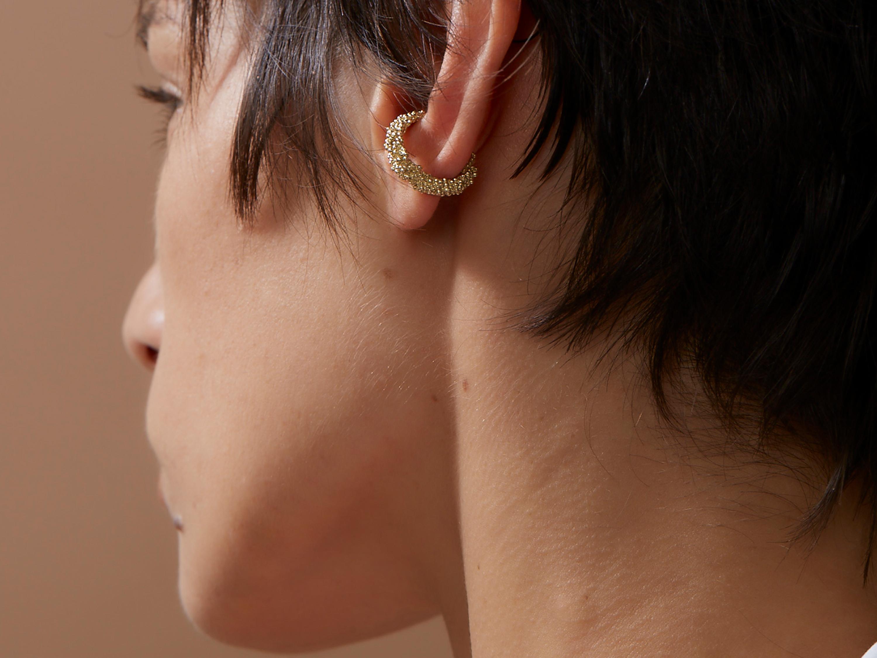 14 Karat Recycled Yellow Gold Grano Ear Cuff by Mon Pilar In New Condition For Sale In Brooklyn, NY