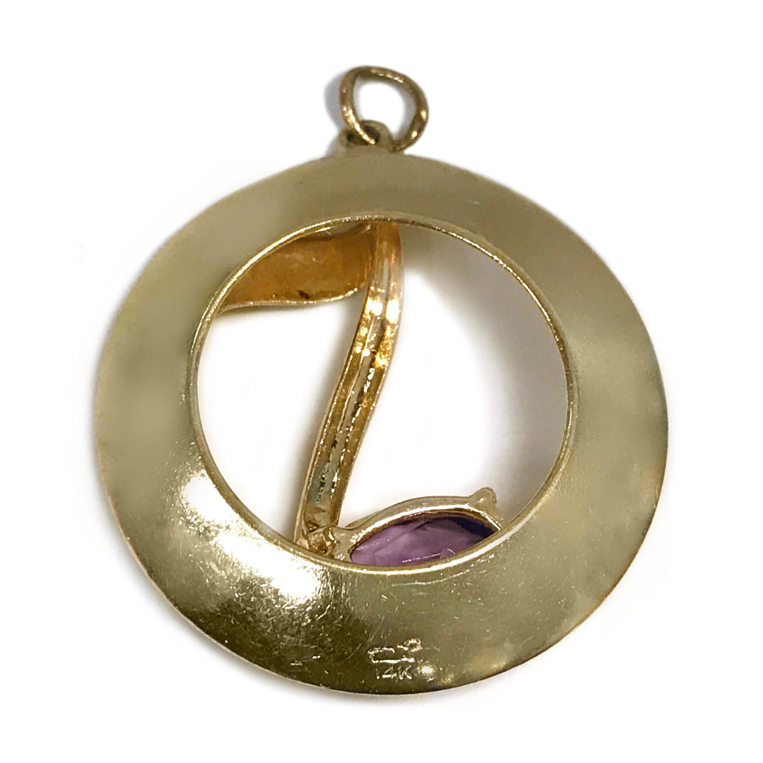 Rembrandt Musical Note Amethyst Pendant In Good Condition For Sale In Palm Desert, CA