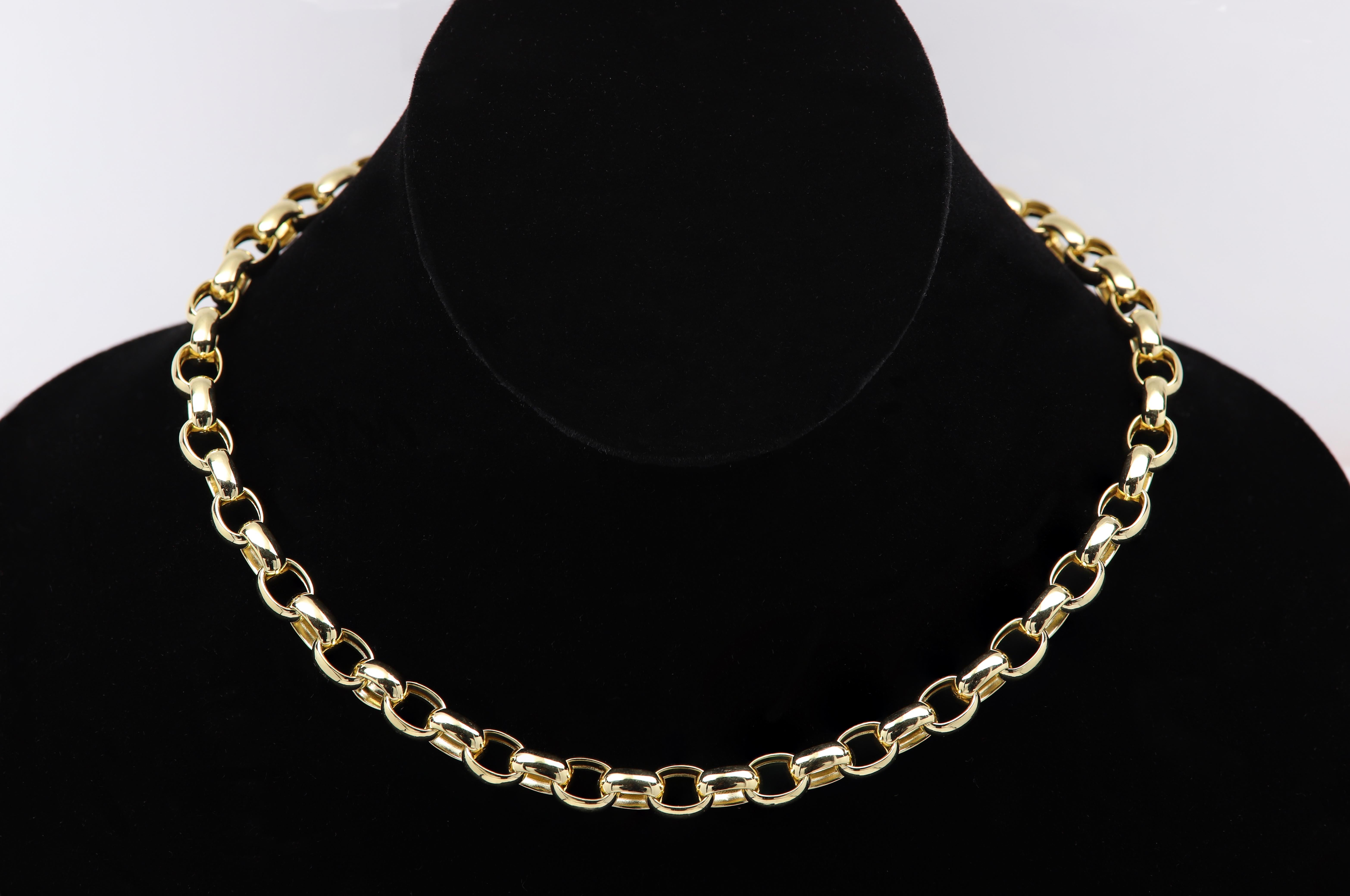 14 Karat Rolo Link Chain Made In Italy 14k yellow Gold 16' inch Rolo Style For Sale 3