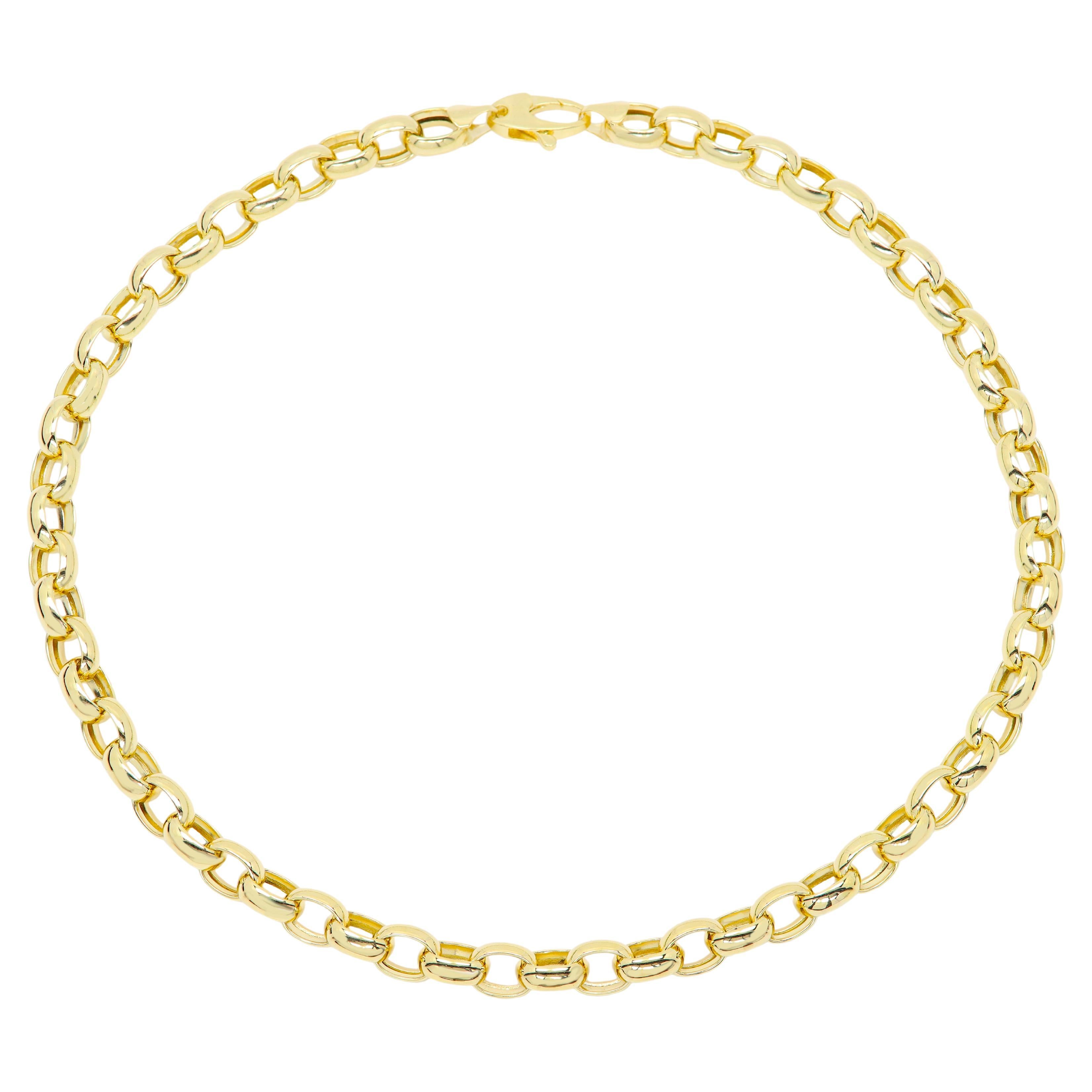 14 Karat Rolo Link Chain Made In Italy 14k yellow Gold 16' inch Rolo Style