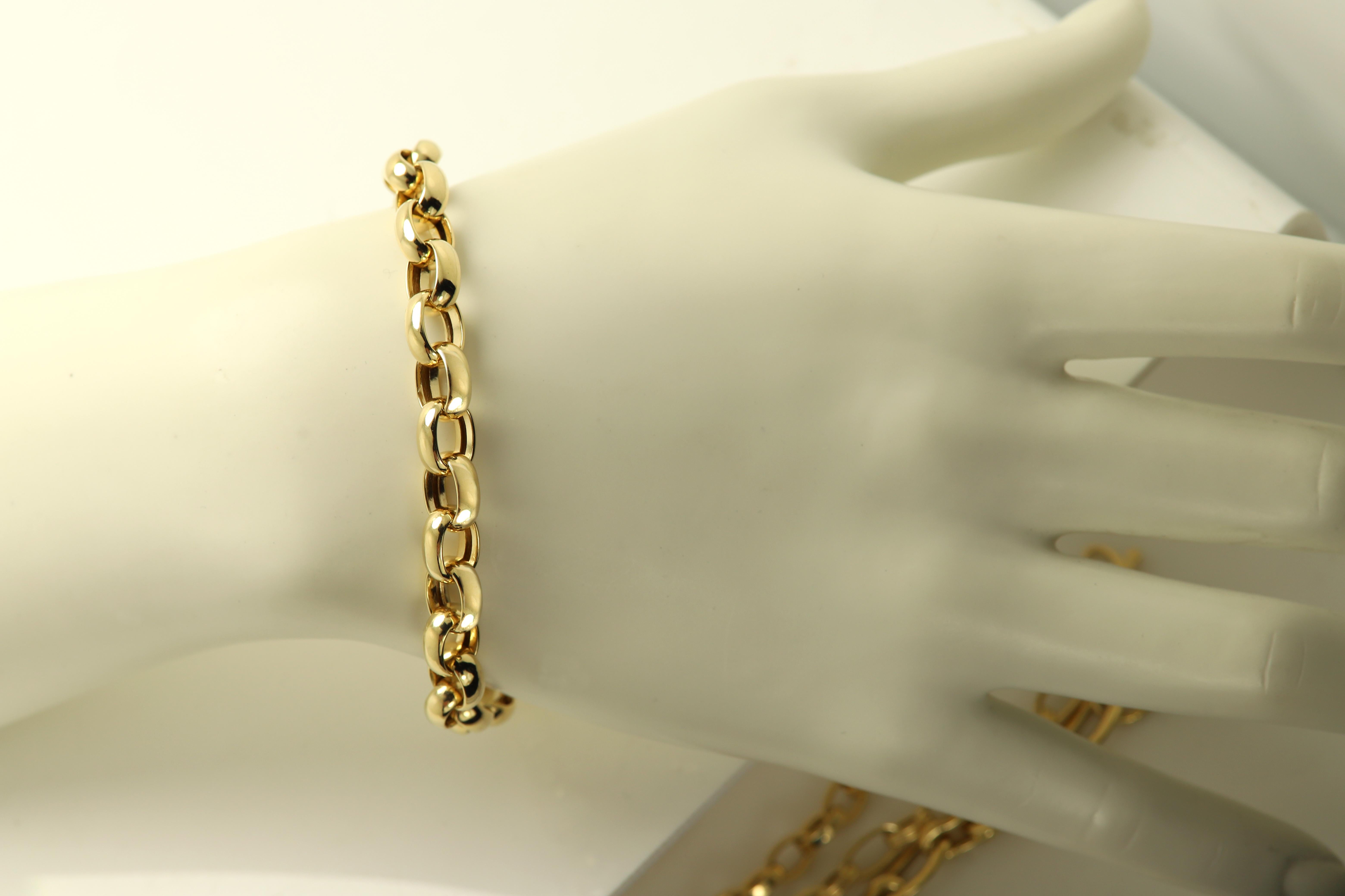 14 Karat Rolo Gliederkette Halskette und Armband Set Gelbgold Rolo Stil Set im Angebot 8