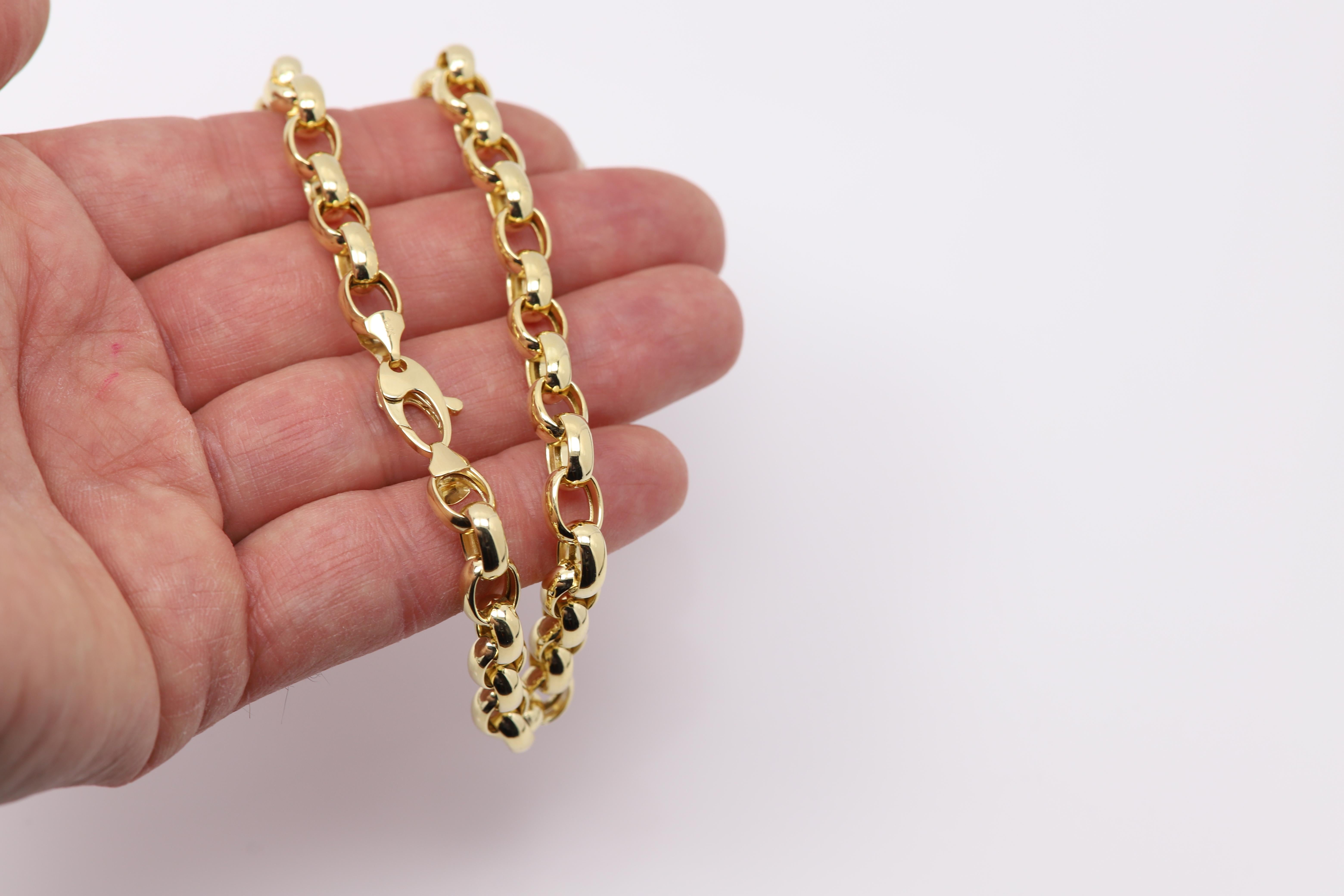 14 Karat Rolo Gliederkette Halskette und Armband Set Gelbgold Rolo Stil Set im Angebot 1