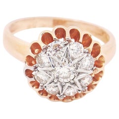 14 Karat Rose and White Gold 0.50 Carat Star Pattern Diamond Ring