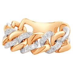 14 Karat Rose and White Gold Diamond Cuban Link Ring