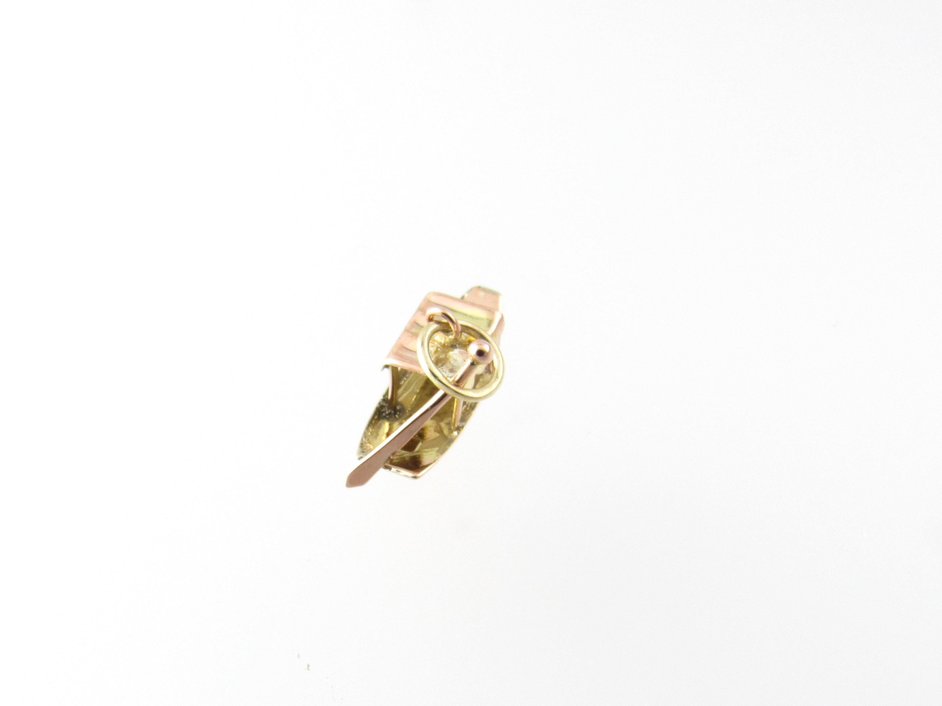 14 Karat Rose and Yellow Gold Fishing Boat Charm In Good Condition In Washington Depot, CT
