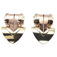 14 Karat Rose and Yellow Gold Shoe Buckle Pair