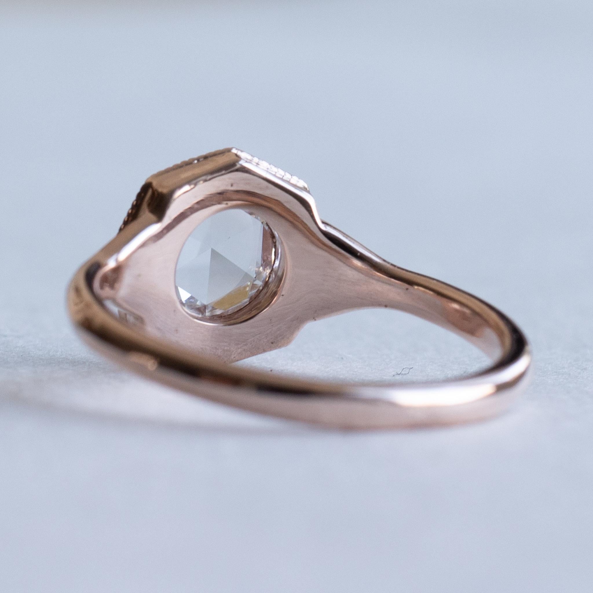 Im Angebot: 14 Karat Rose Cut .88 Karat Diamantring, Roségoldring, Diamantring mit Rosenschliff () 4