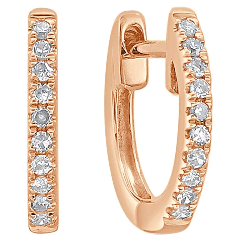 Créoles huggies en or rose 14 carats et diamants 0,06 carat