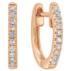 Créoles huggies en or rose 14 carats et diamants 0,06 carat