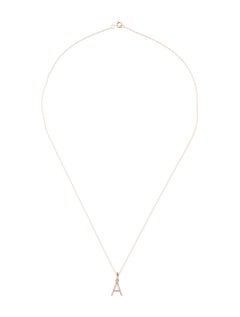 14 Karat Rose Gold 0.06 Carat Diamond Initial Pendant Necklace, Initial A