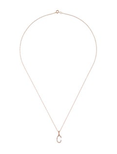 14 Karat Rose Gold 0.06 Carat Diamond Initial Pendant Necklace, Initial C